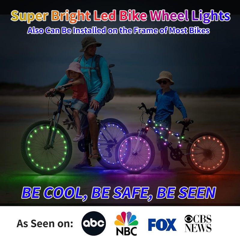DAWAY A01 LED Bike Wheel Lights - Ultra-Bright, Waterproof Bicycle Spoke Lights with Batteries - Fun, Safe, Glow Bike Tire Decoration Accessories for Kids, Boys, Girls, Adults - Great for Night Riding - Image 2